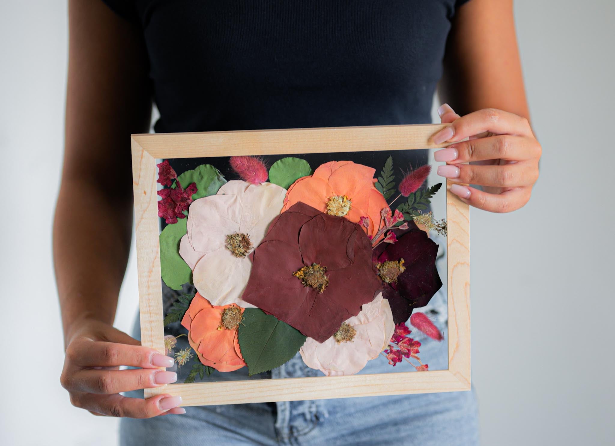 multicolor flowers preserved in frame