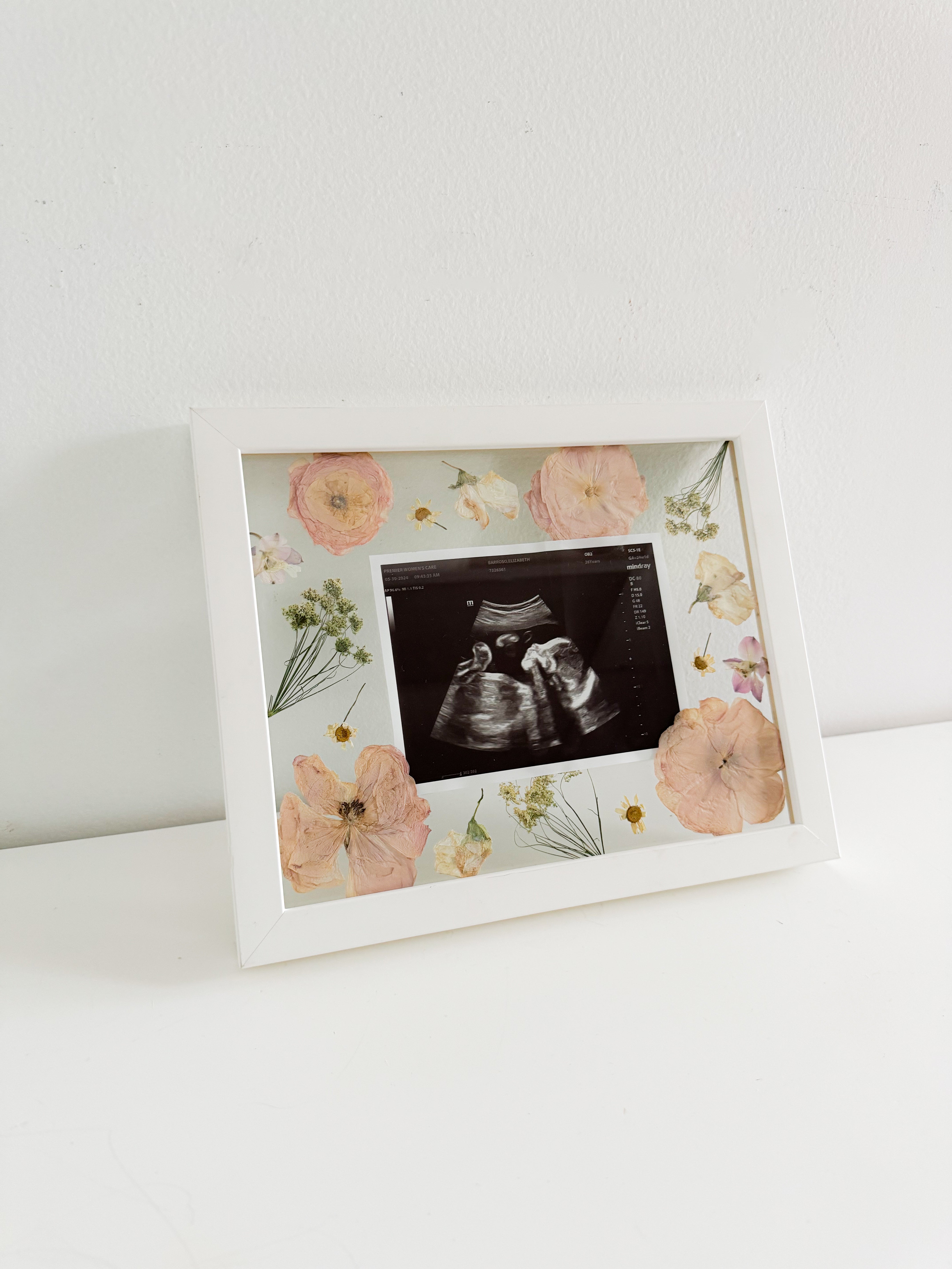 Sonogram Frame with pressed flowers