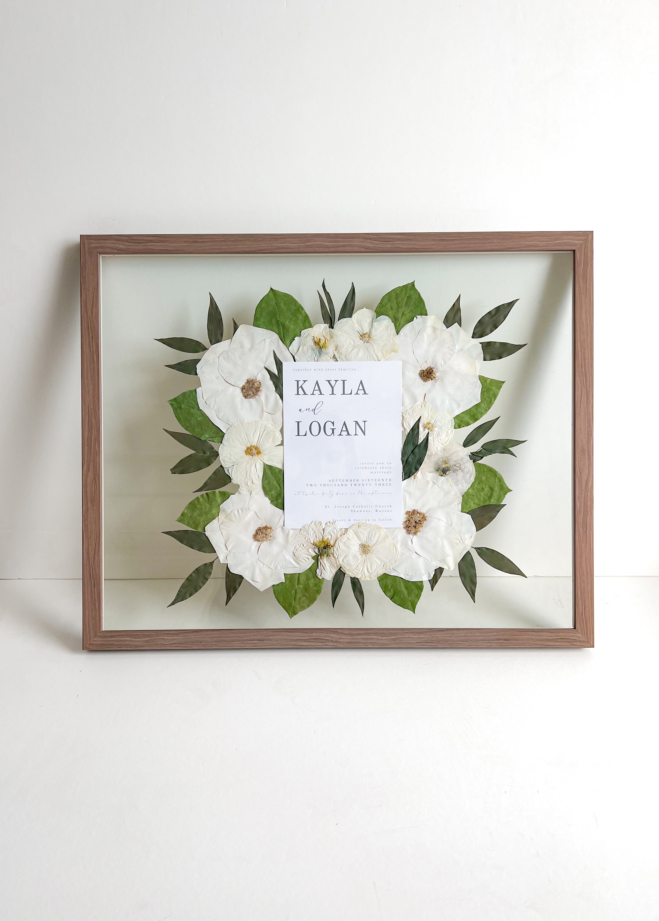 wedding vow frame with floral design