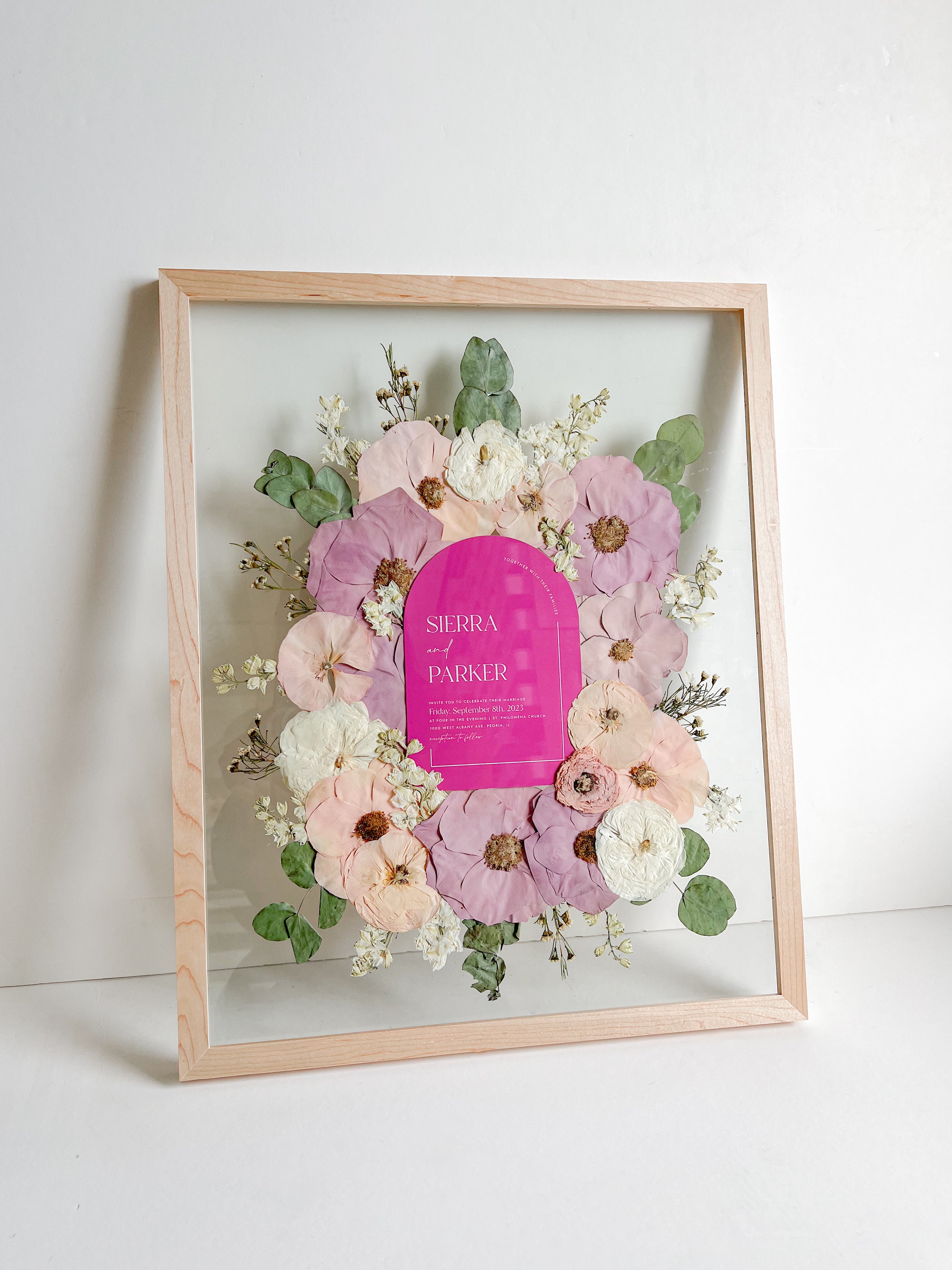 wedding vow frame inside flower preservation