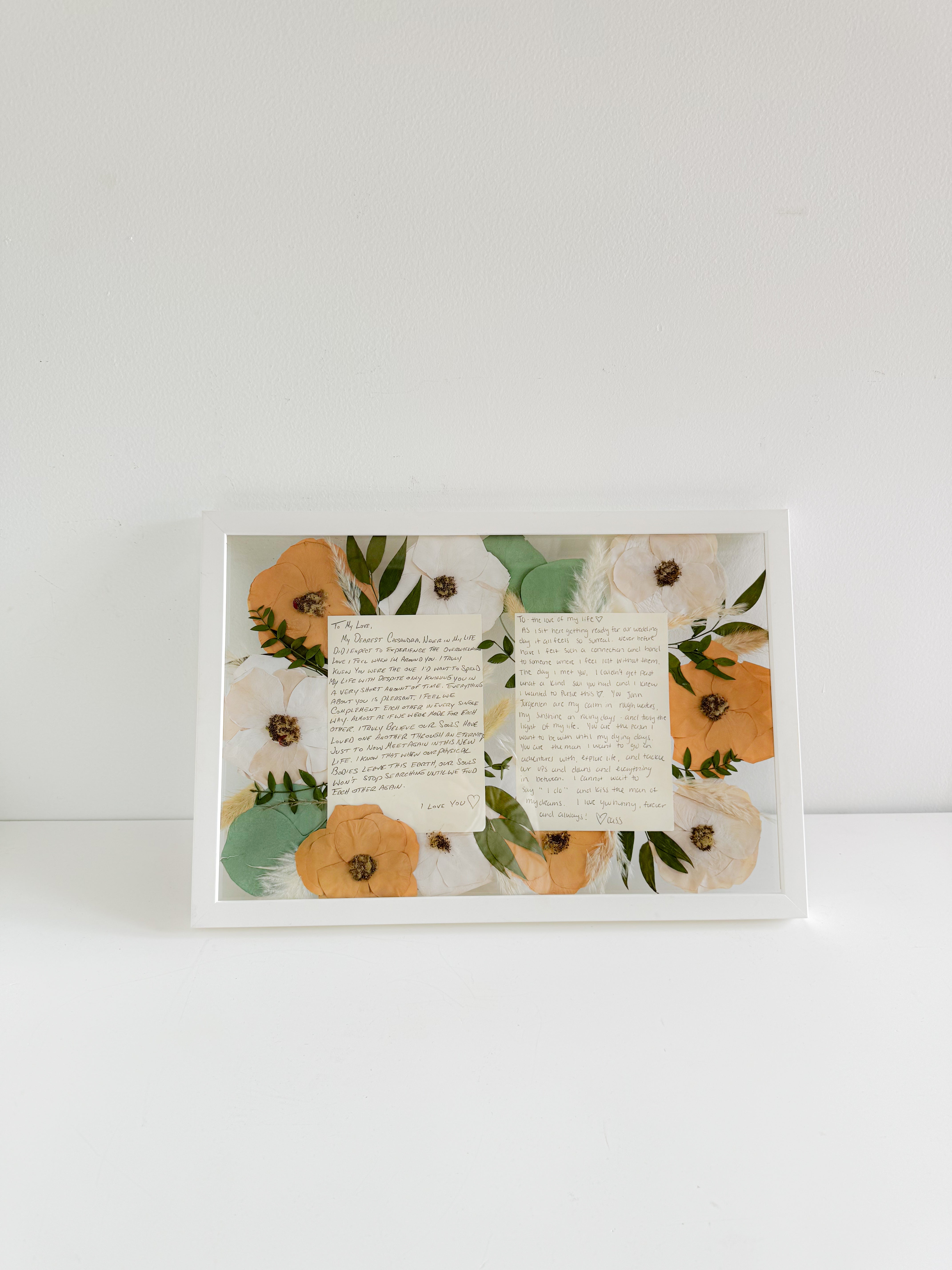 wedding vow frame with flower preservation