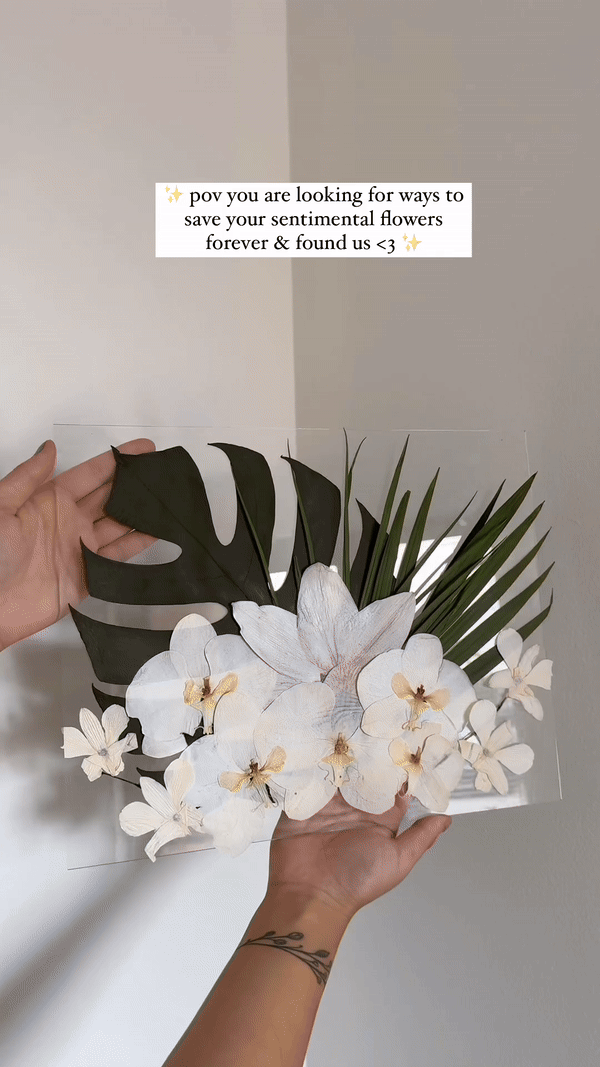 white flowers and leaves preservation